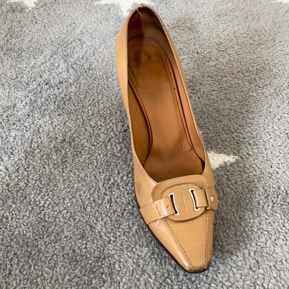 Tan Ferragamo Heels Size 38